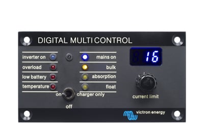 Does the remote panel for the multi plus inverter charger display the charging amperage and voltage?