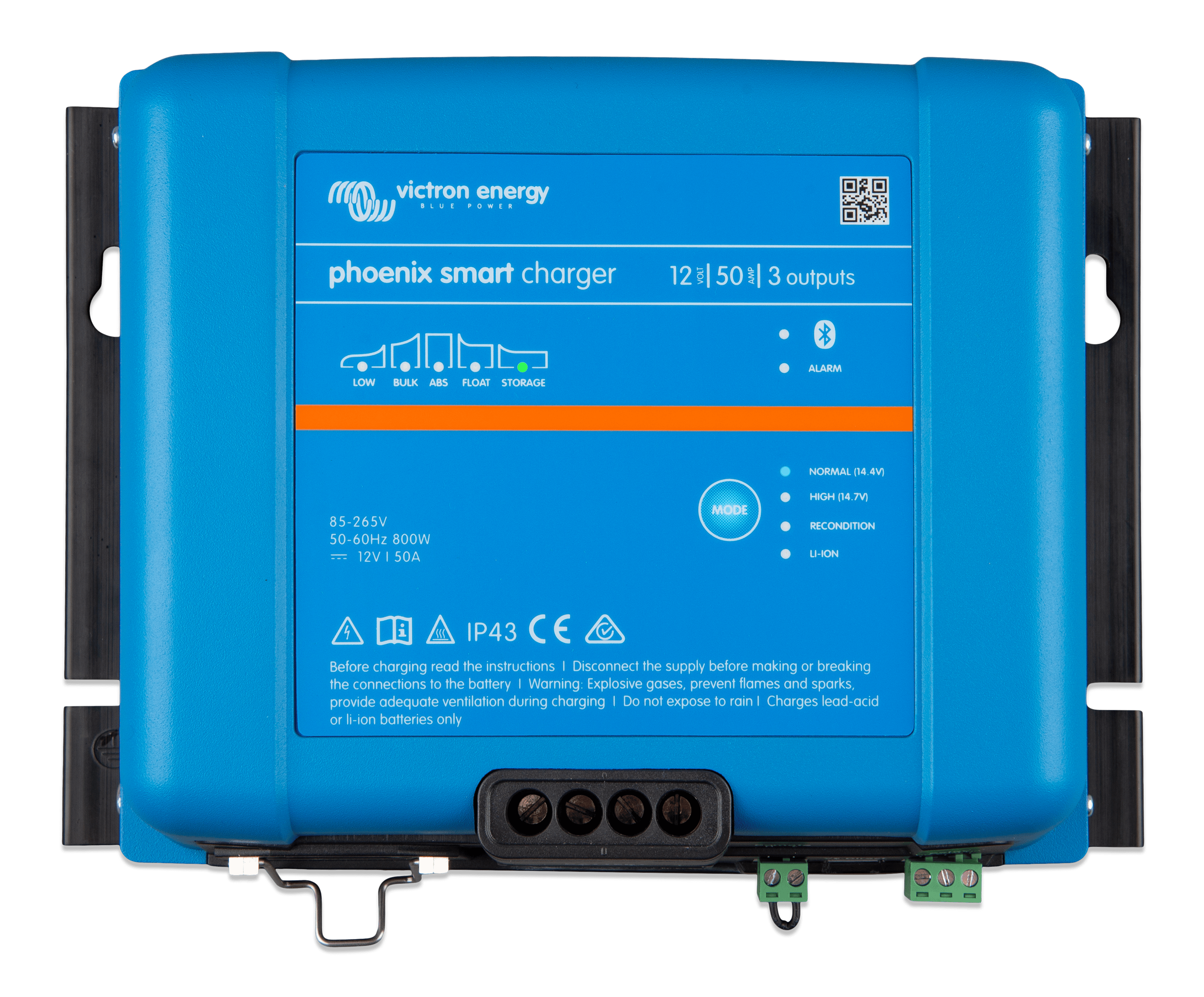 What is the charging current of the Phoenix Smart IP43 Charger 12/50(3)?