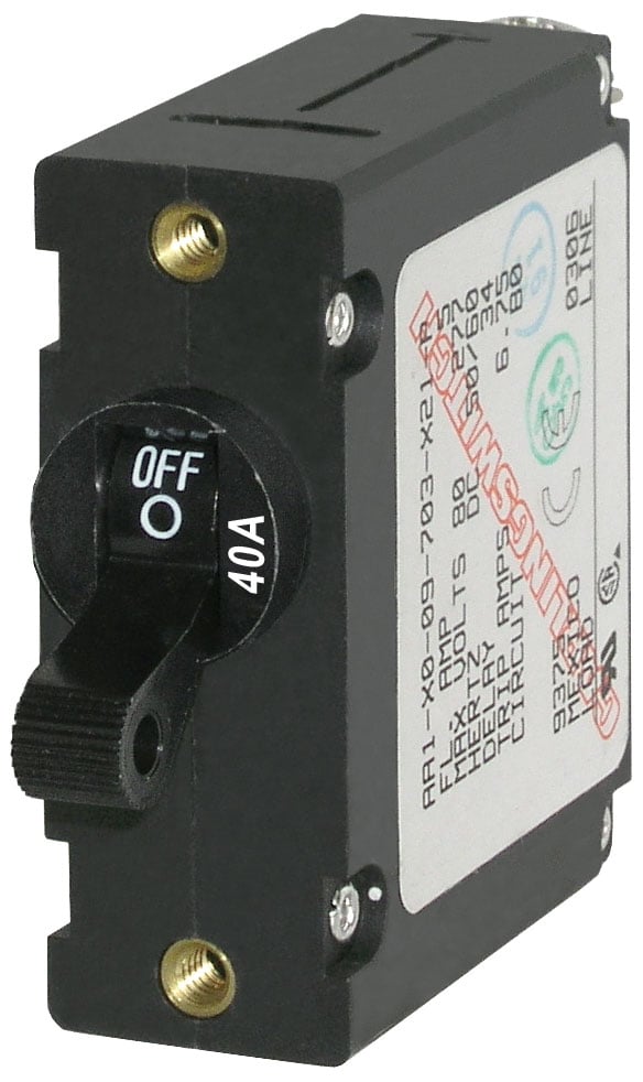 Does 'off' sign on a Blue Sea 40 amp single pole breaker mean it's deactivated?