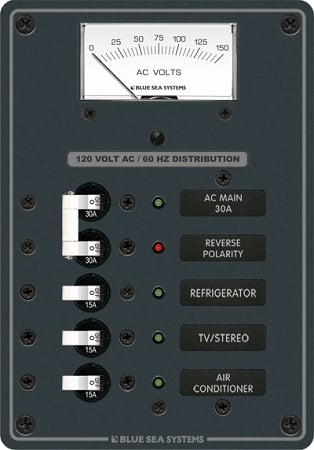 Blue Sea 8043 Circuit Breaker Panel 120 Volt AC with Voltmeter Questions & Answers