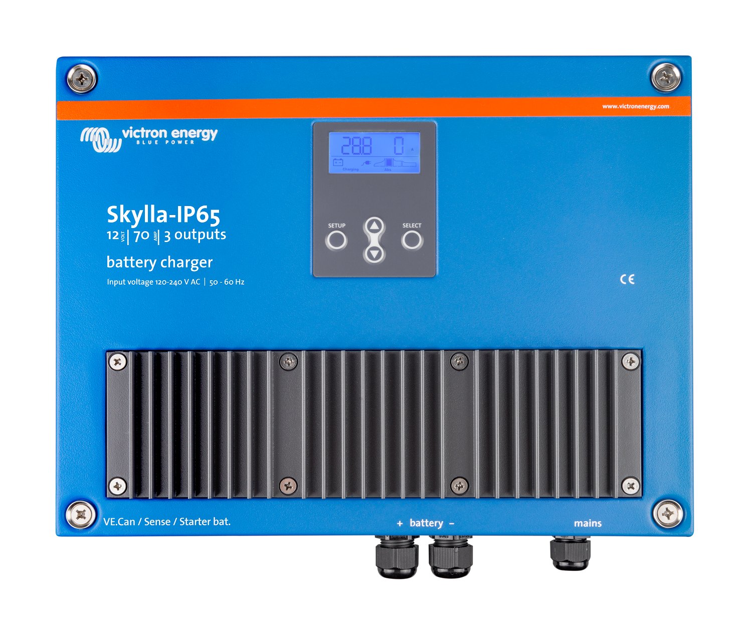 Does the Victron Skylla-IP65 charger support separate profiles for lithium and AGM banks?