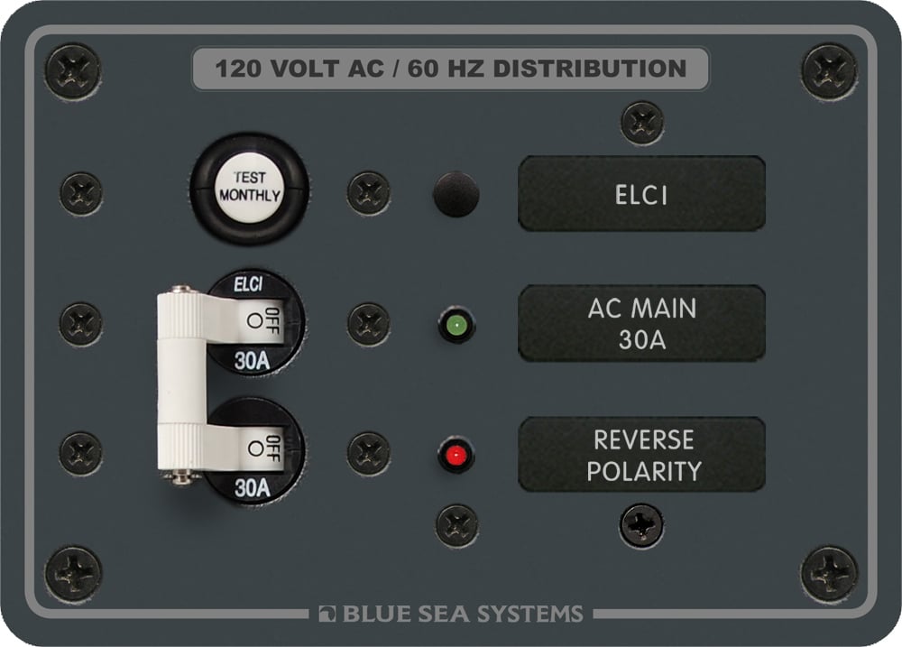 What are the full measurements of the Blue Sea 8100 ELCI Main Panel?