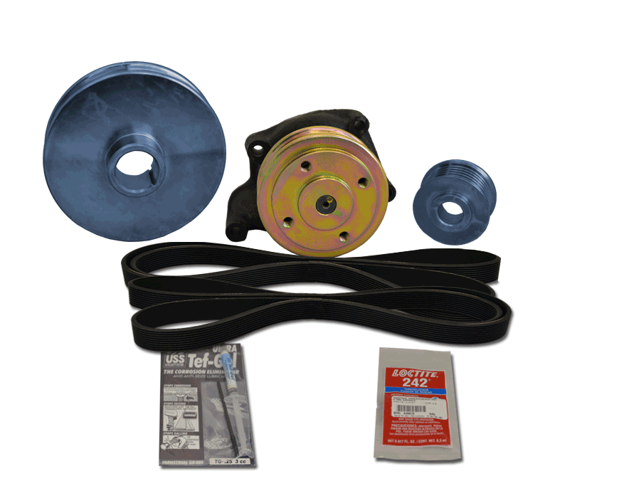 Does the Perkins 4108 alternator kit come with a pre-installed pulley?