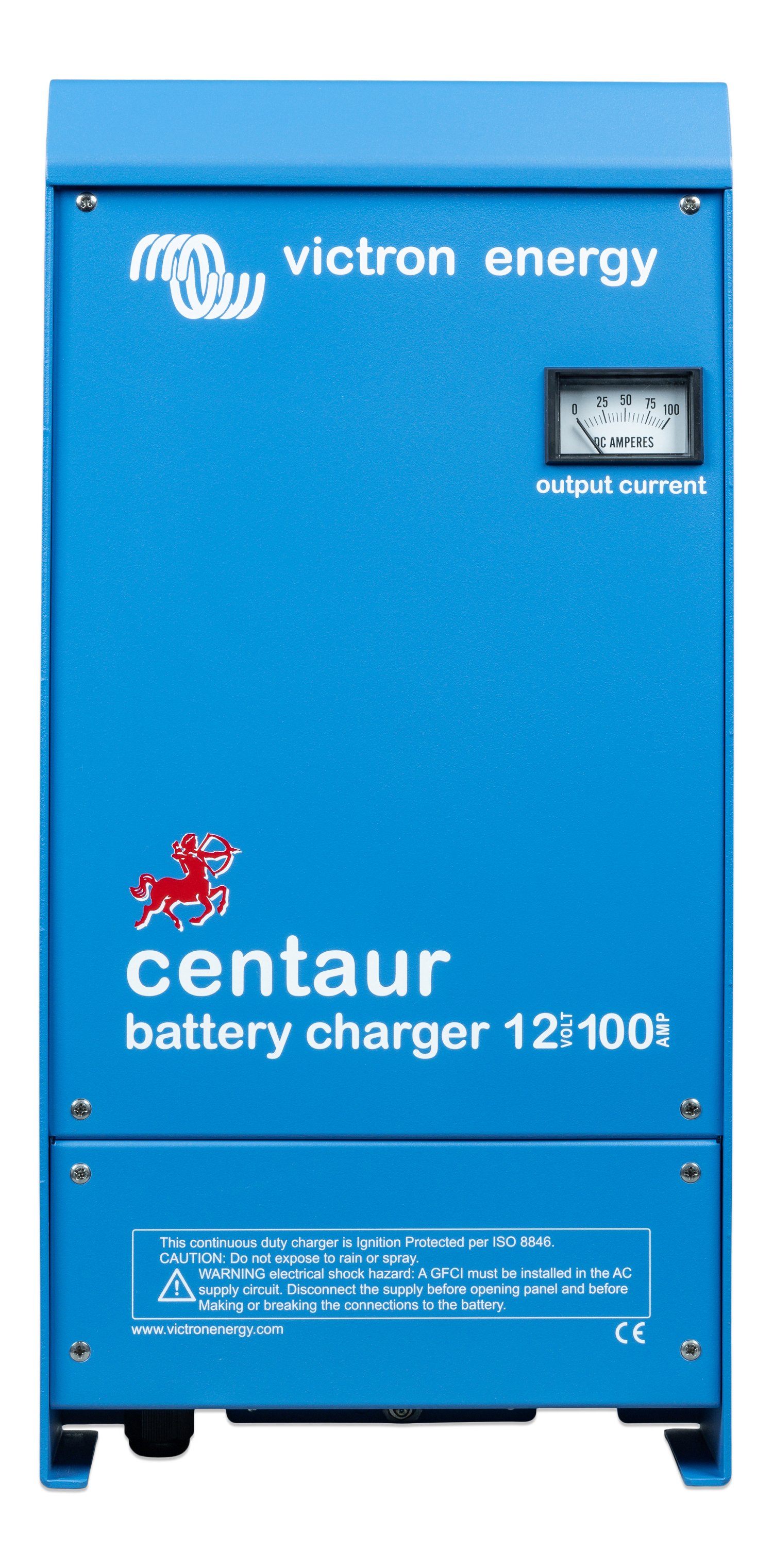 What are the full dimensions of the Victron Centaur 12/100 Battery Charger?