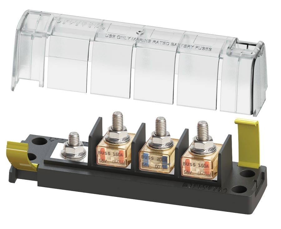 What is the highest voltage the Blue Sea 5196 Terminal Fuse Block can support?