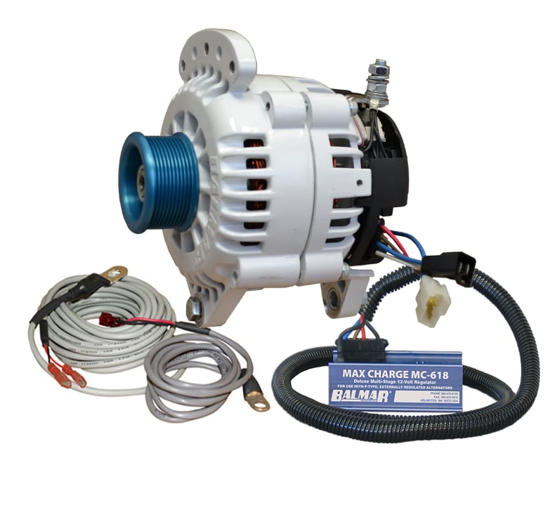 Which regulator is included in the Balmar 60-YP-MC-120-J10 alternator kit?