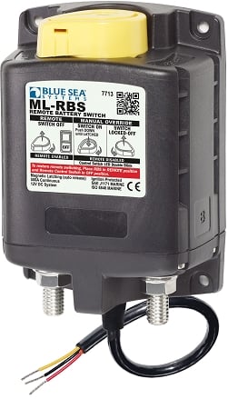 What is the continuous rating of the Blue Sea 7713 Remote Battery Switch?