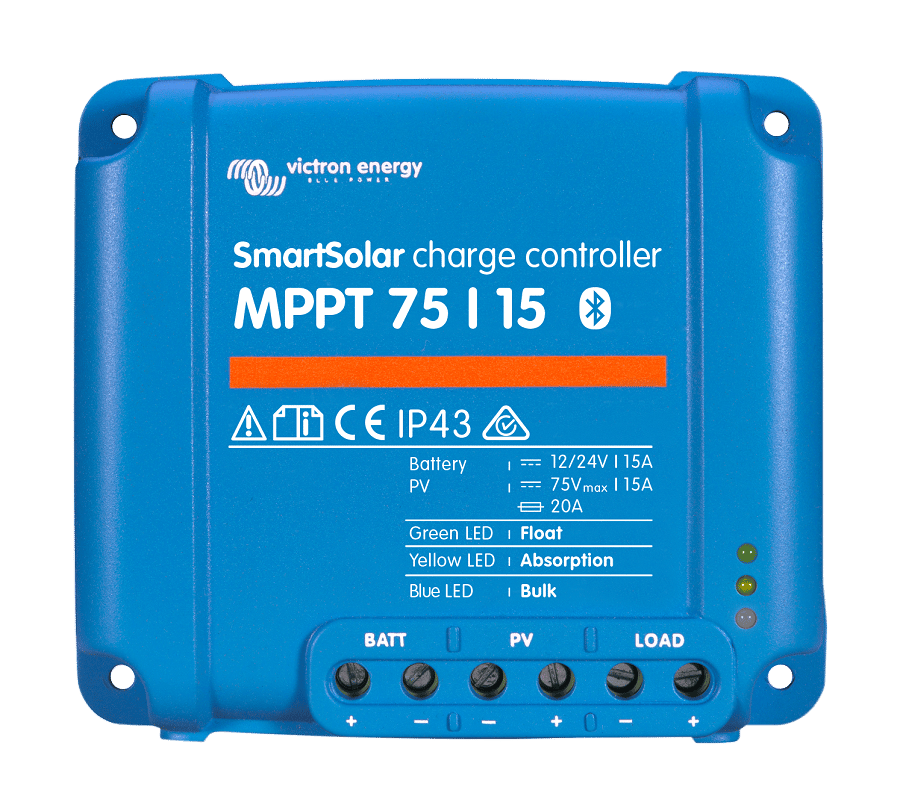 What is the maximum PV power supported by the MPPT 75/15 when used in a 24 volt system