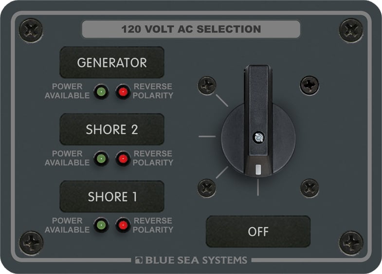 Can Blue Sea 8366 AC Rotary Panel link an inverter, shore, and generator?