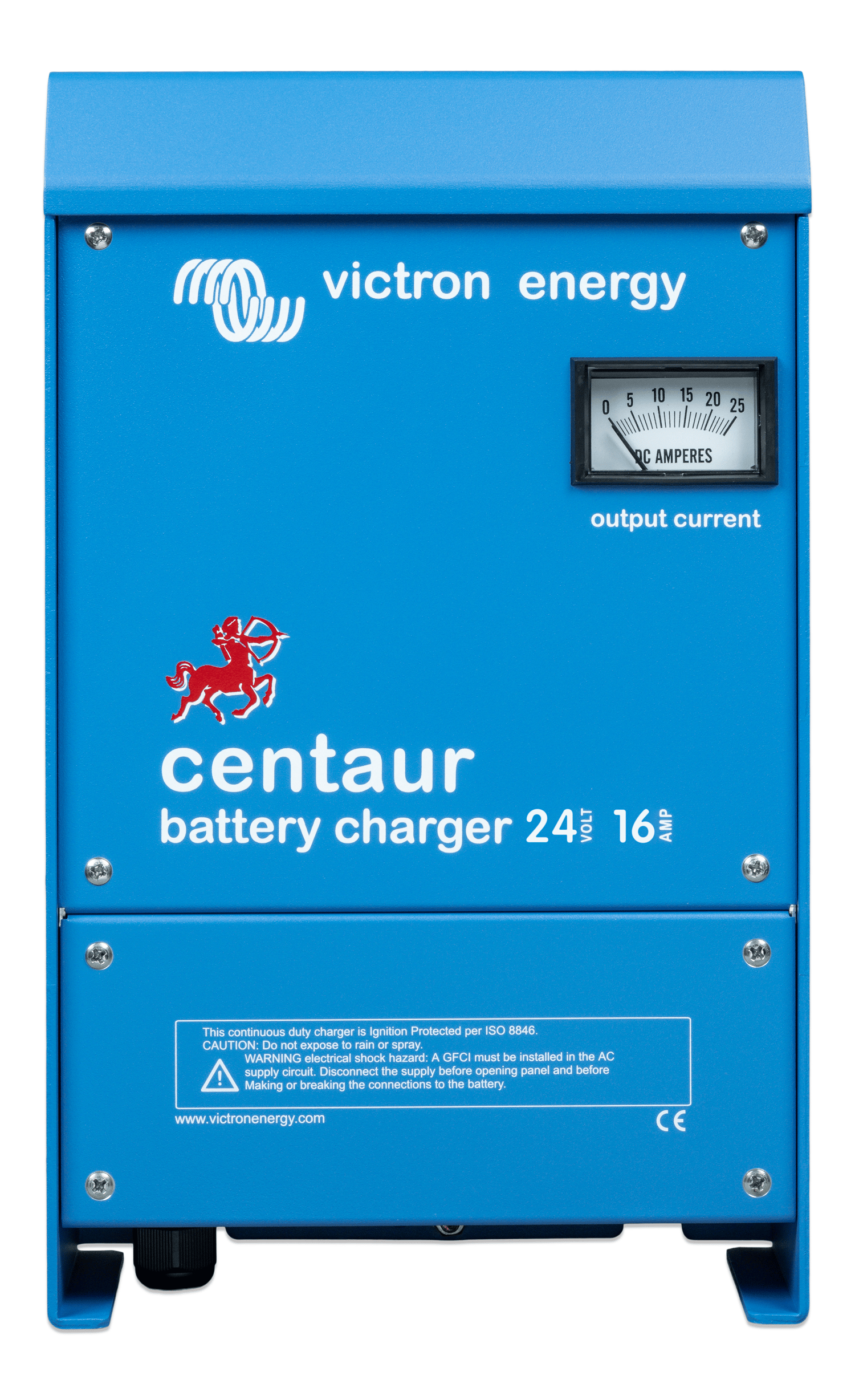 What is the voltage input range for the Victron Centaur 24/16 Battery Charger?