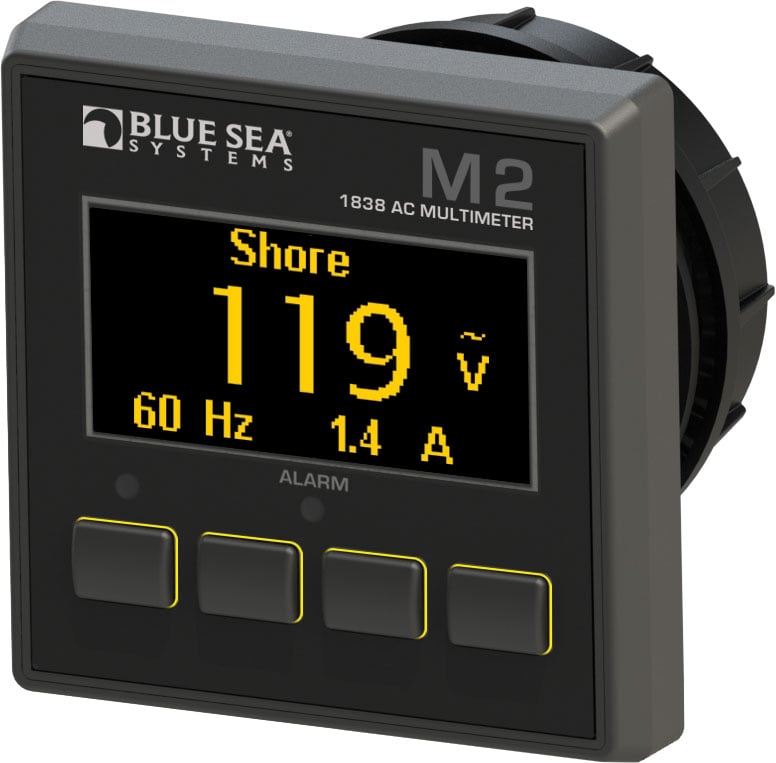 What power source does the Blue Sea 1838 M2 Digital AC Multimeter need?